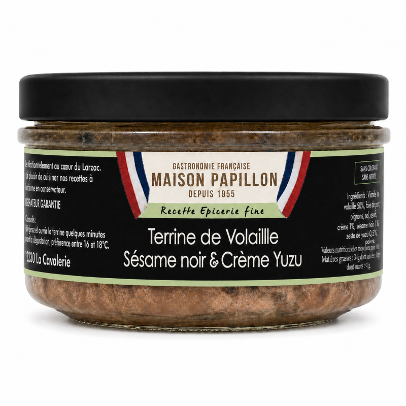 Terrine de volaille Sésame noir & crème Yuzu